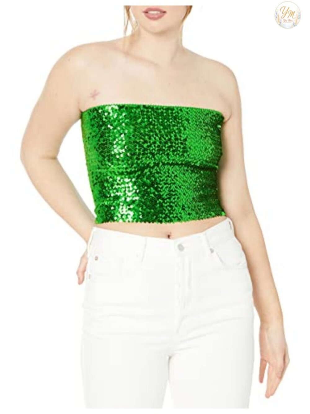 Sparkling Sequin Stretch Tube Top Party Clubwear Off Shoulder Crop
